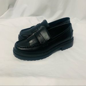 ASOS Black Faux Leather Platform Loafers Size 11